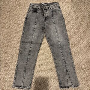 SO Gray Jeans with FRONT BOTTOM SEAM SPLIT